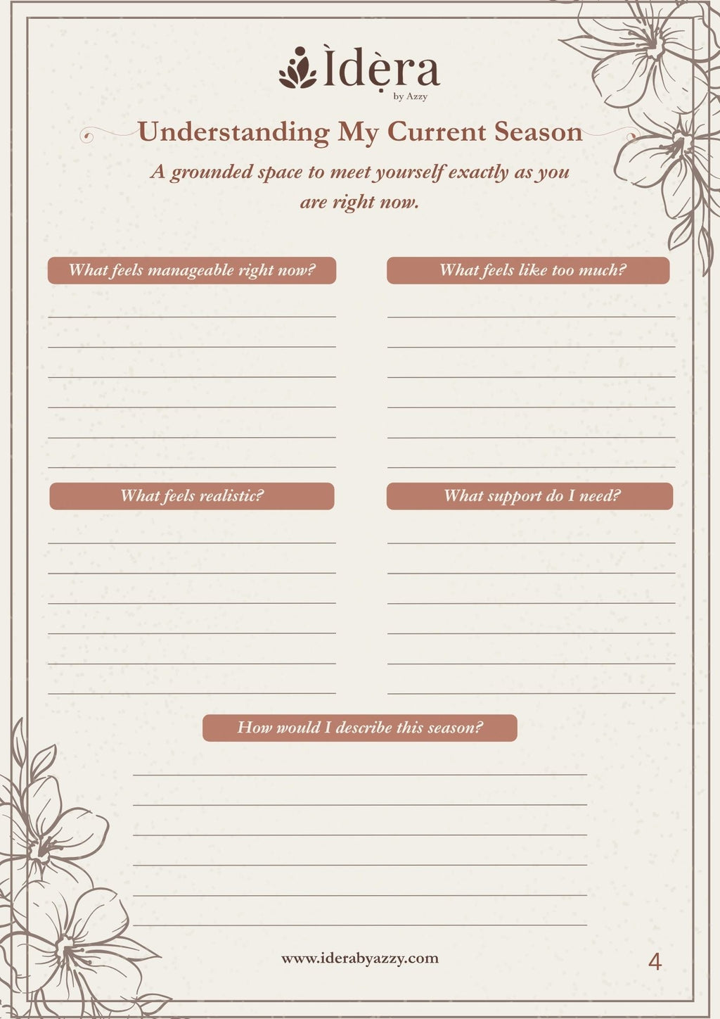 The Gentle Self Reflection Guide: A Digital Journal for Chronic Illness & Fluctuating Capacity - Ìdẹ̀ra by AzzyIBA-DIGP-001