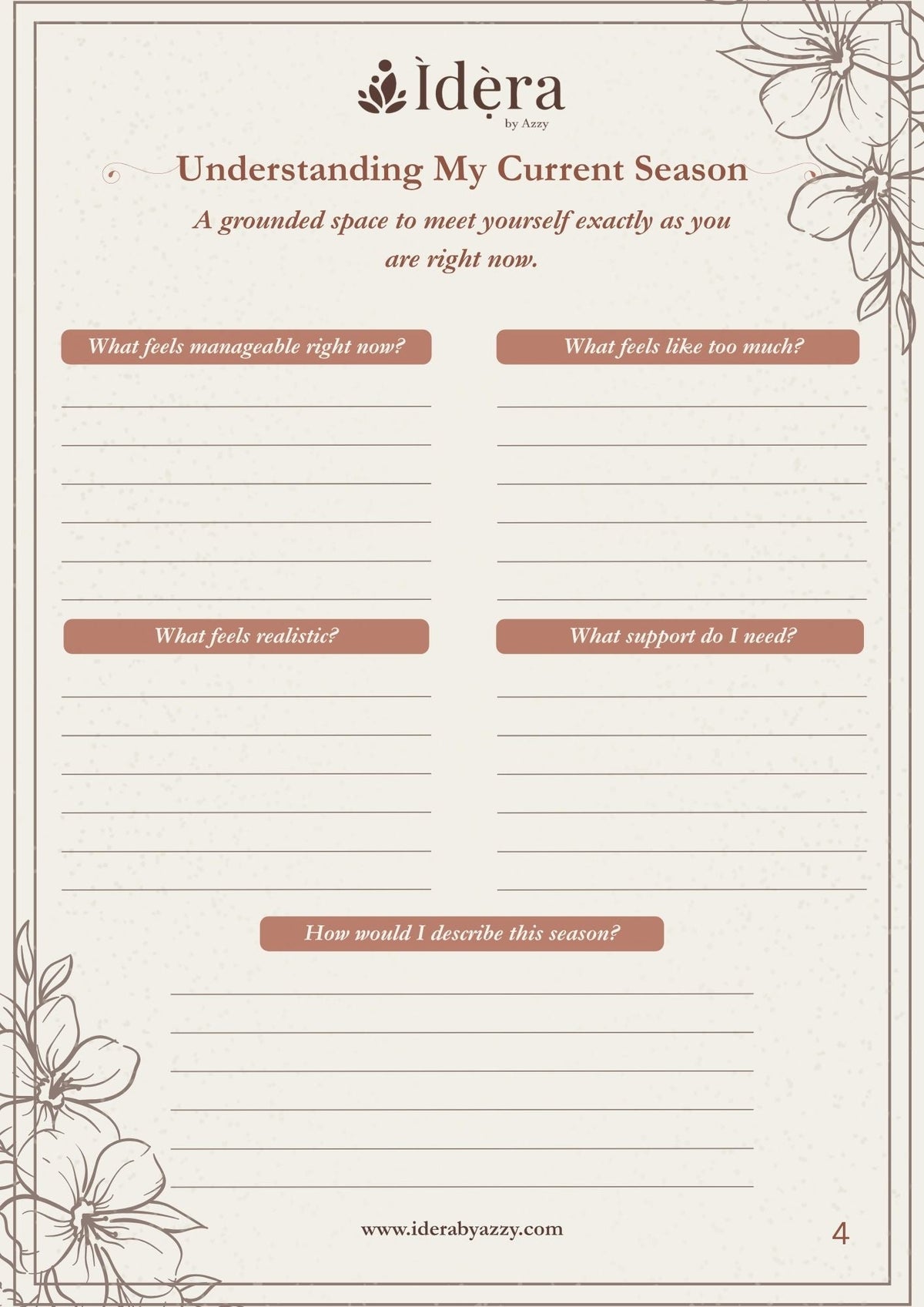 The Gentle Self Reflection Guide: A Digital Journal for Chronic Illness & Fluctuating Capacity - Ìdẹ̀ra by AzzyIBA-DIGP-001